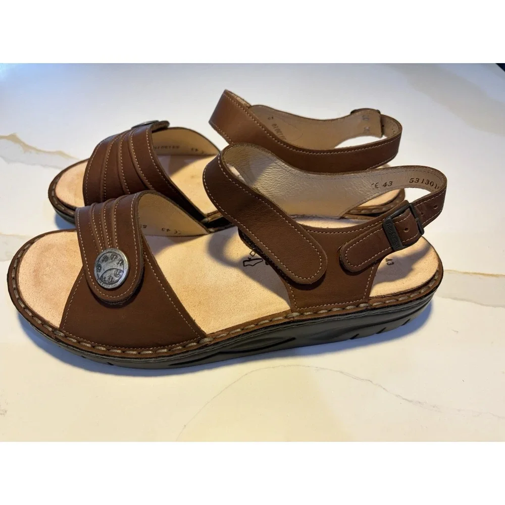 Finn Comfort Gomera Brown Leather Sandals EU 43 NWOB Made in Germany, Women 12
